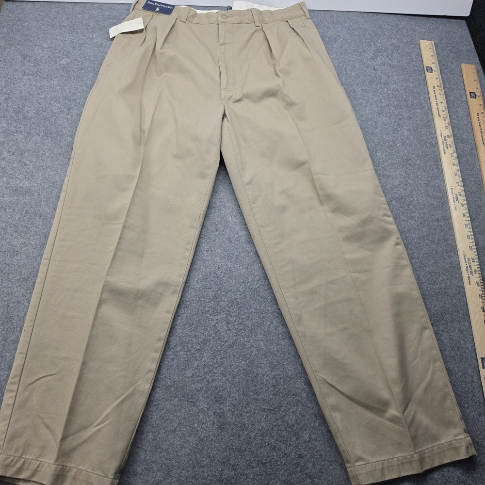 Polo Ralph Lauren Andrew Pant Mens 38x30 NWT Khaki Pleated Chino 100% Cotton